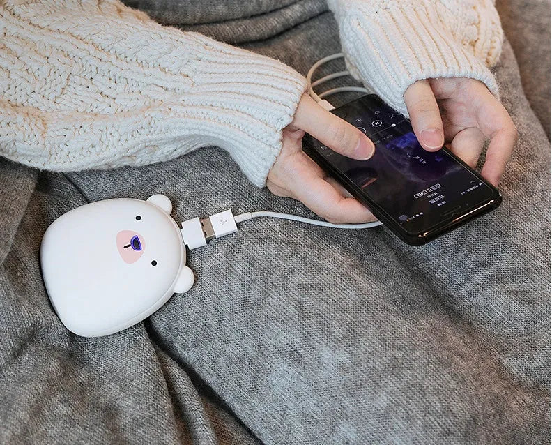 Cartoon penguin polar bear USB rechargeable hand warmer with power bank function