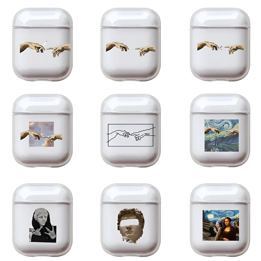 Clear plastic protective cover for Apple AirPods and AirPods Pro charging case.