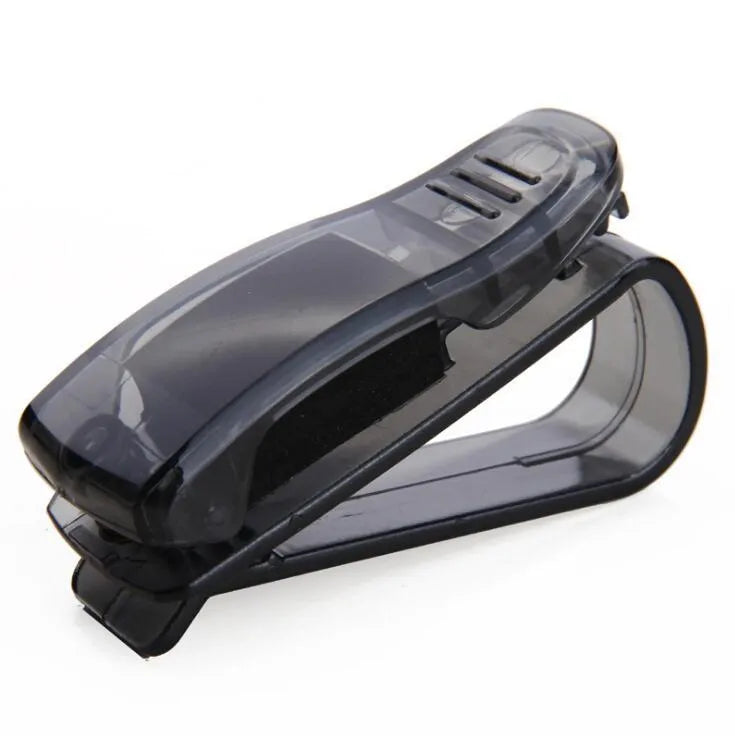 Car sun visor glasses clip holder with soft pad jaws holding sunglasses