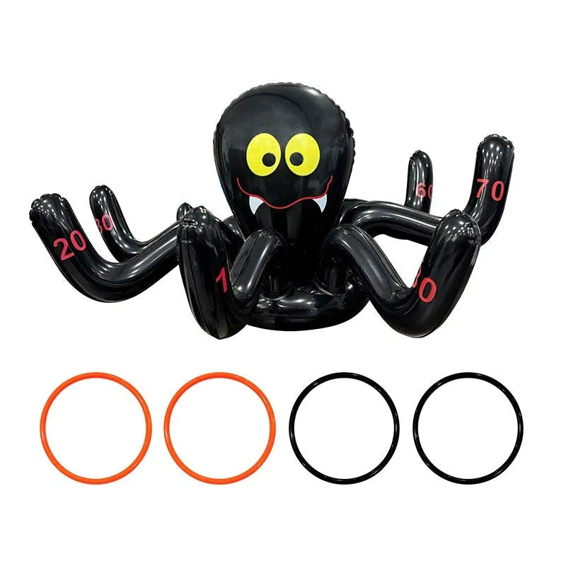 Colourful PVC inflatable ferrule throwing toy in Halloween octopus design for children's games.
