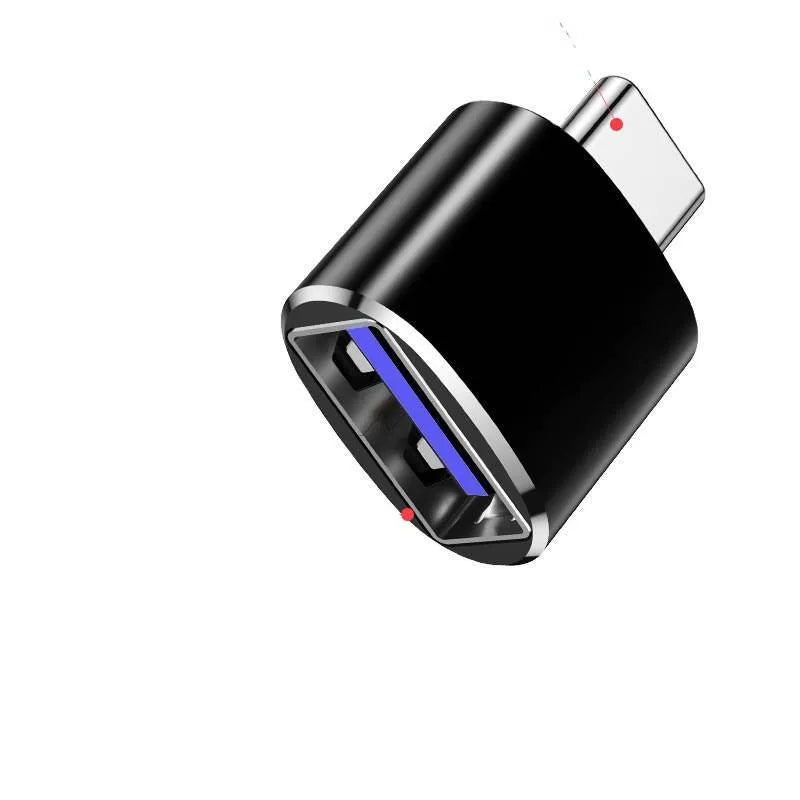 Type-C OTG adapter for smartphones in black, silver, and gold colour options