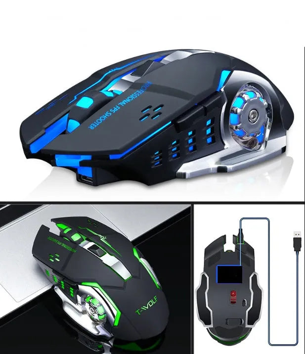Wireless charging mouse in black or white with six buttons and 2400dpi resolution