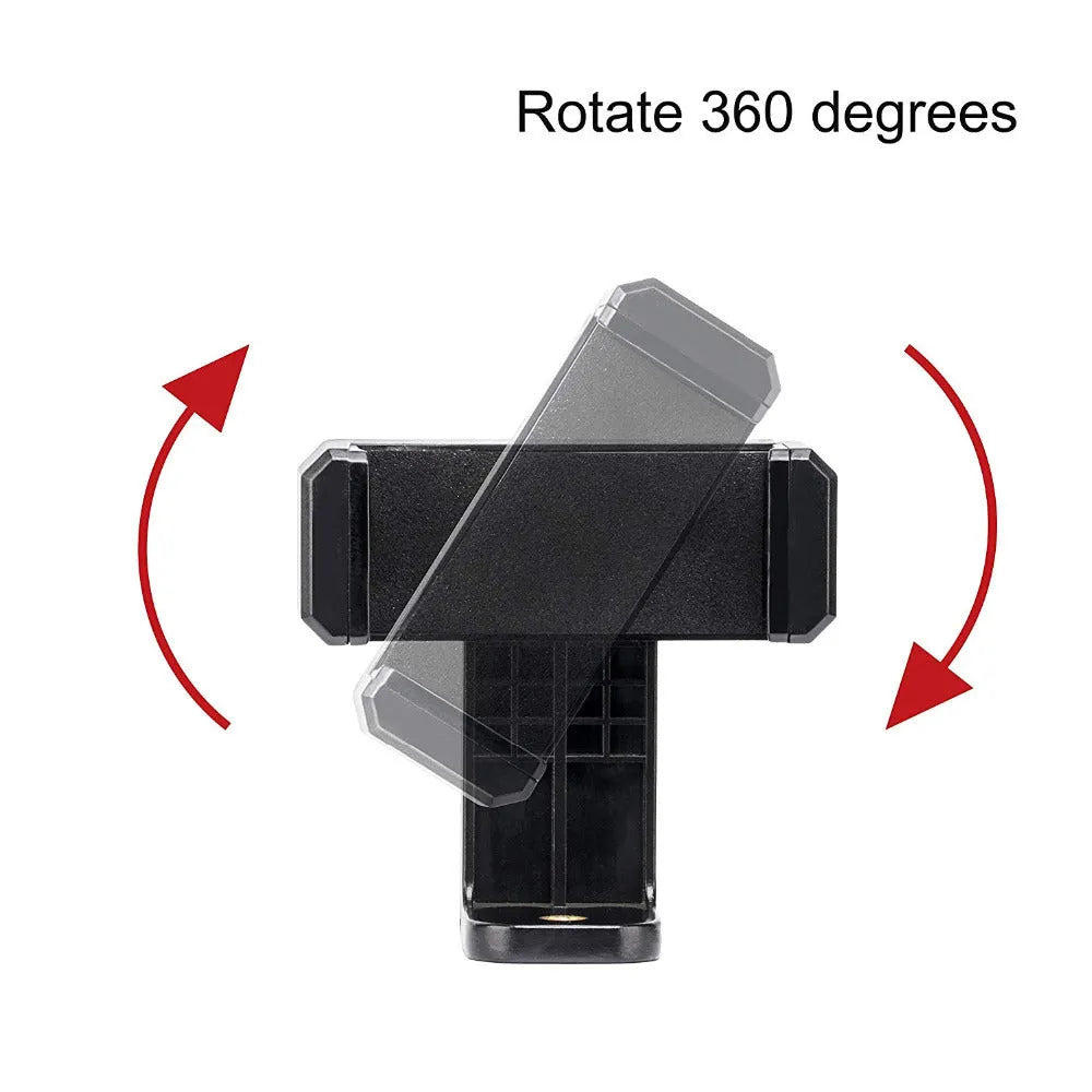 Black plastic phone holder with rotating clamp mechanism showing 10x4x3.5mm dimensions
