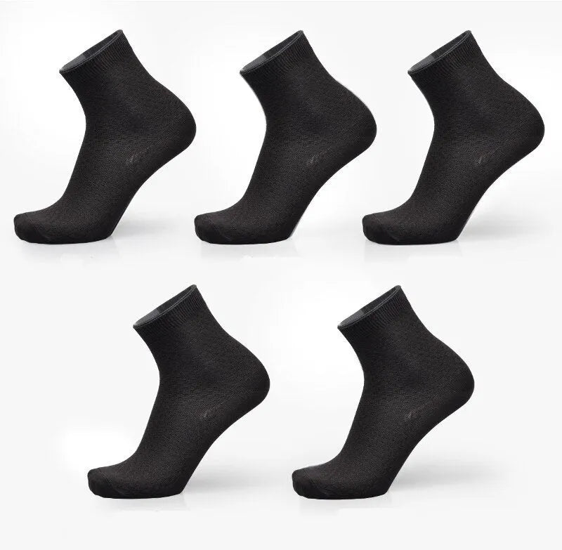Men's bamboo fibre business socks in five neutral colours showing small square pattern