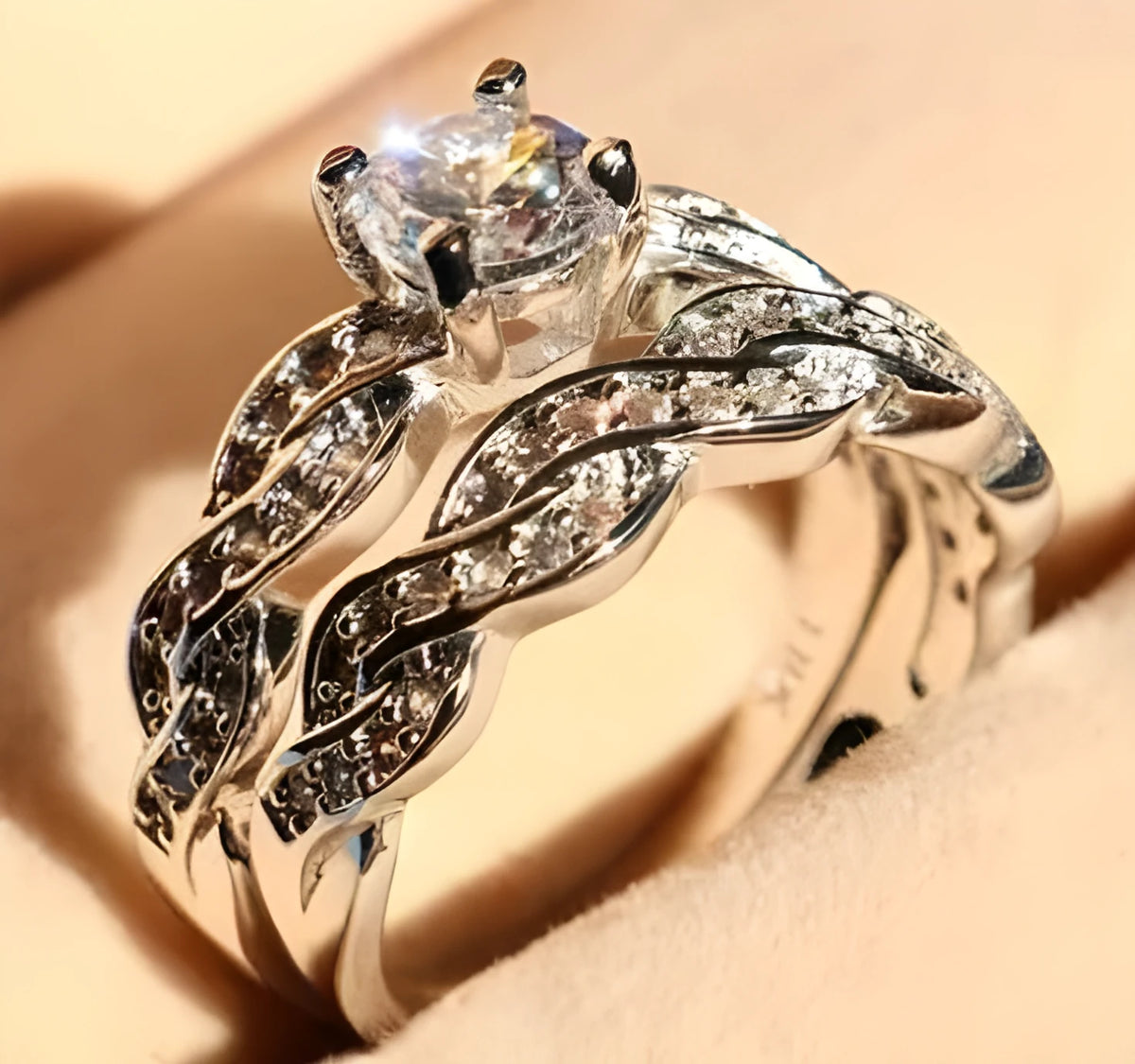 Silver zinc alloy couple ring set for men and women, US sizes 5 to 12, matching wedding bands