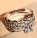 Silver zinc alloy couple ring set for men and women, US sizes 5 to 12, matching wedding bands