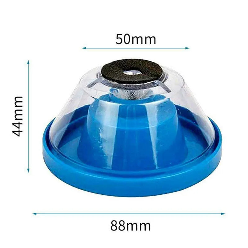 Blue bowl-shaped electric hammer dust cover and stopper accessory for drills.