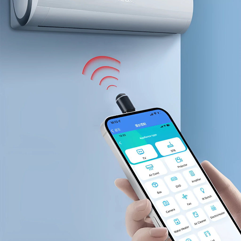 Capsule infrared remote control emitter with Lightning, USB-C and Micro-USB interface options
