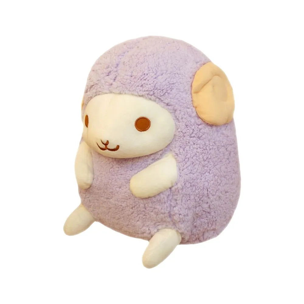 Cute sitting little sheep doll plush toy in pink, super soft short plush, 30cm height