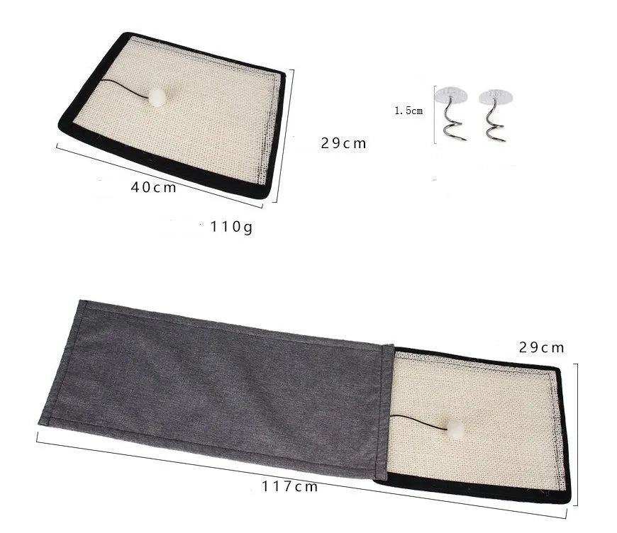 Cat Scratch Board Sisal Pad Table Sofa Protection Mat Furniture Protector with Sword Sisal and Corn Fibre for Nail Trimming and Scratching Instinct Beige 40x29cm Regular or Nailed or Handrail Style