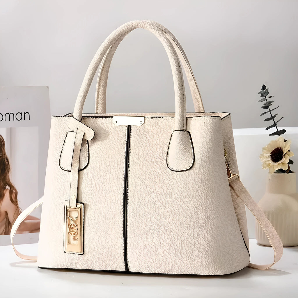Women's large capacity PU shoulder bag in horizontal square design with leather strap