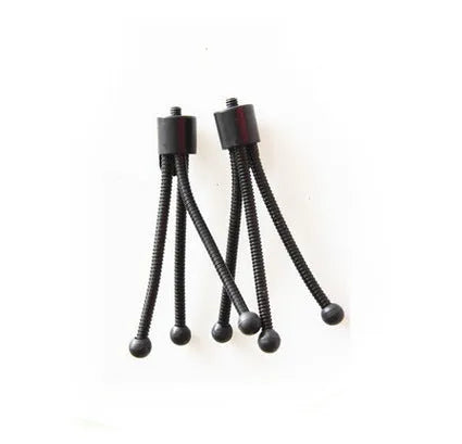 Small black iron mini tripod with telescopic legs and a universal ball head, shown holding an iPhone.