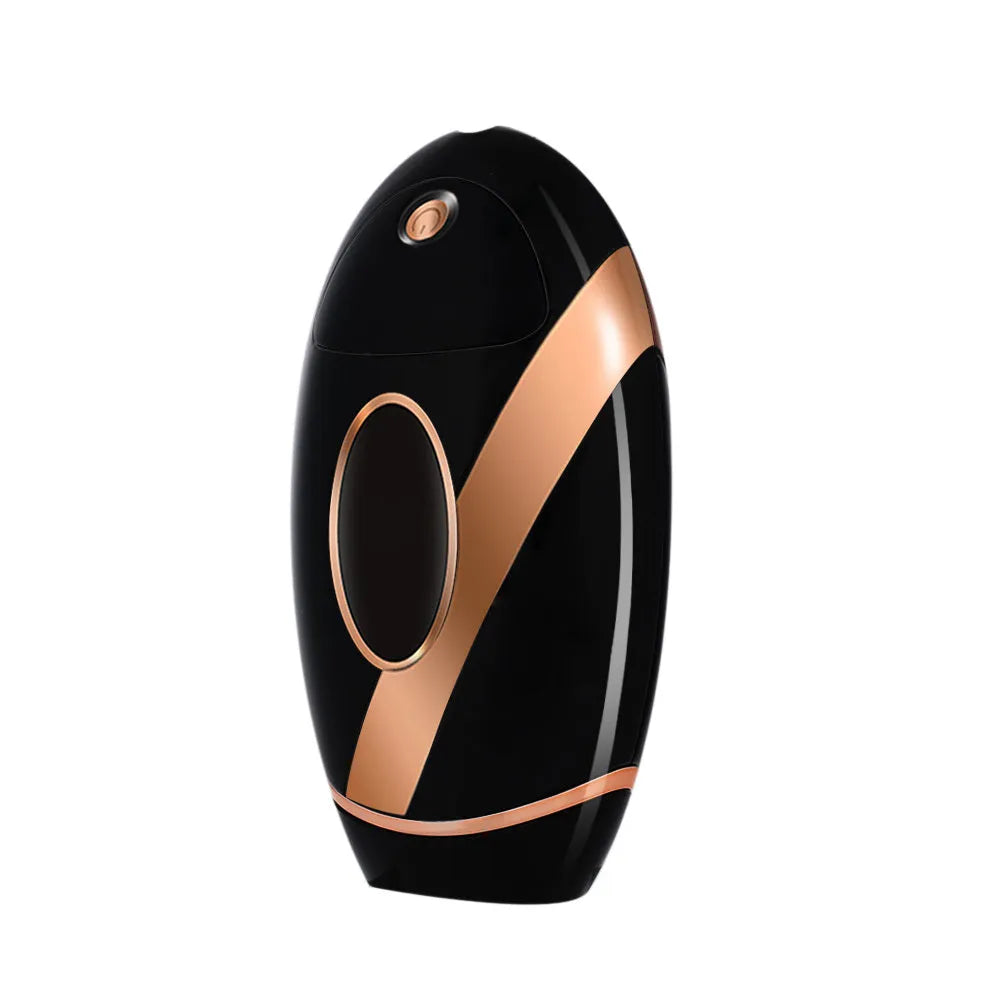 Black ABS IPL laser hair removal machine with 350,000 flashes for full body use, compact 14x7.5x4.5 cm
