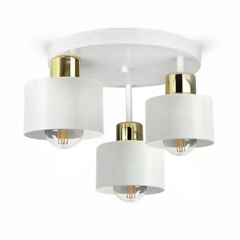 Wrought iron ceiling light with black ribbon lampshade, three-head modern simplicity pendant light in black finish