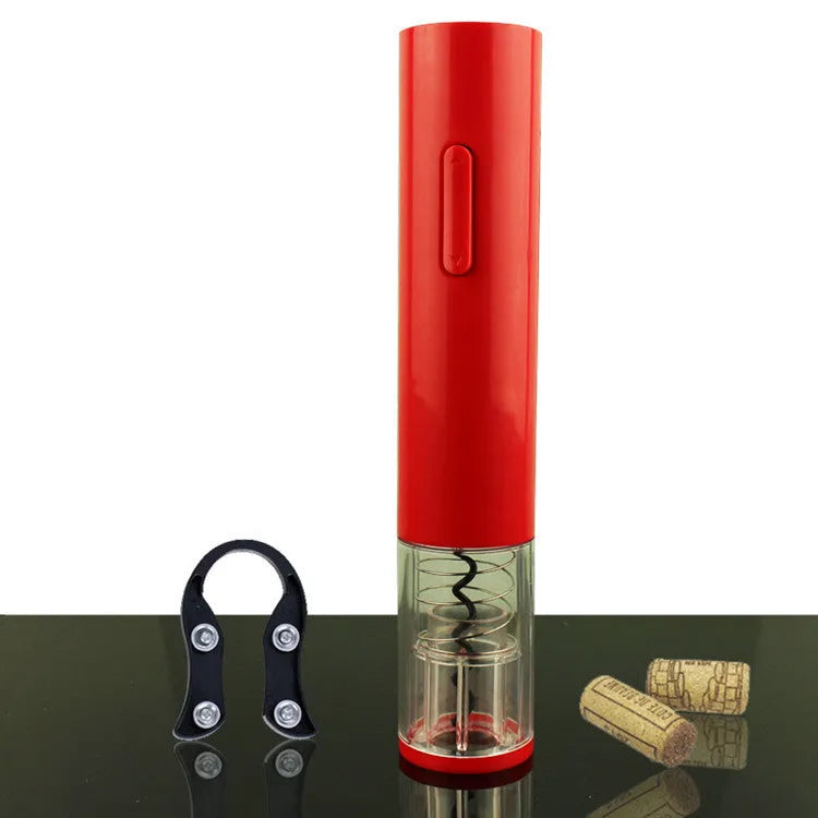 Electric wine opener with automatic corkscrew and foil cutter in black, red or white colour options