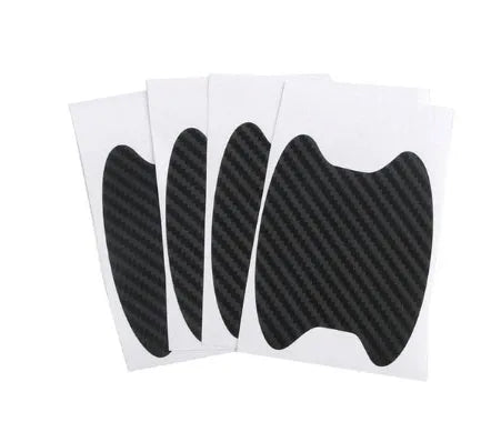 4-piece carbon fibre car handle sticker set in black for scratch-resistant door handle protection