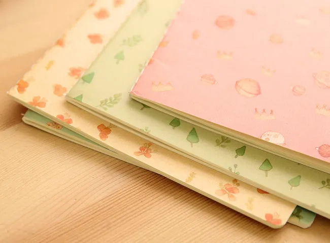 School supplies notebook, 21x14cm portable notebook with broken flowers cover