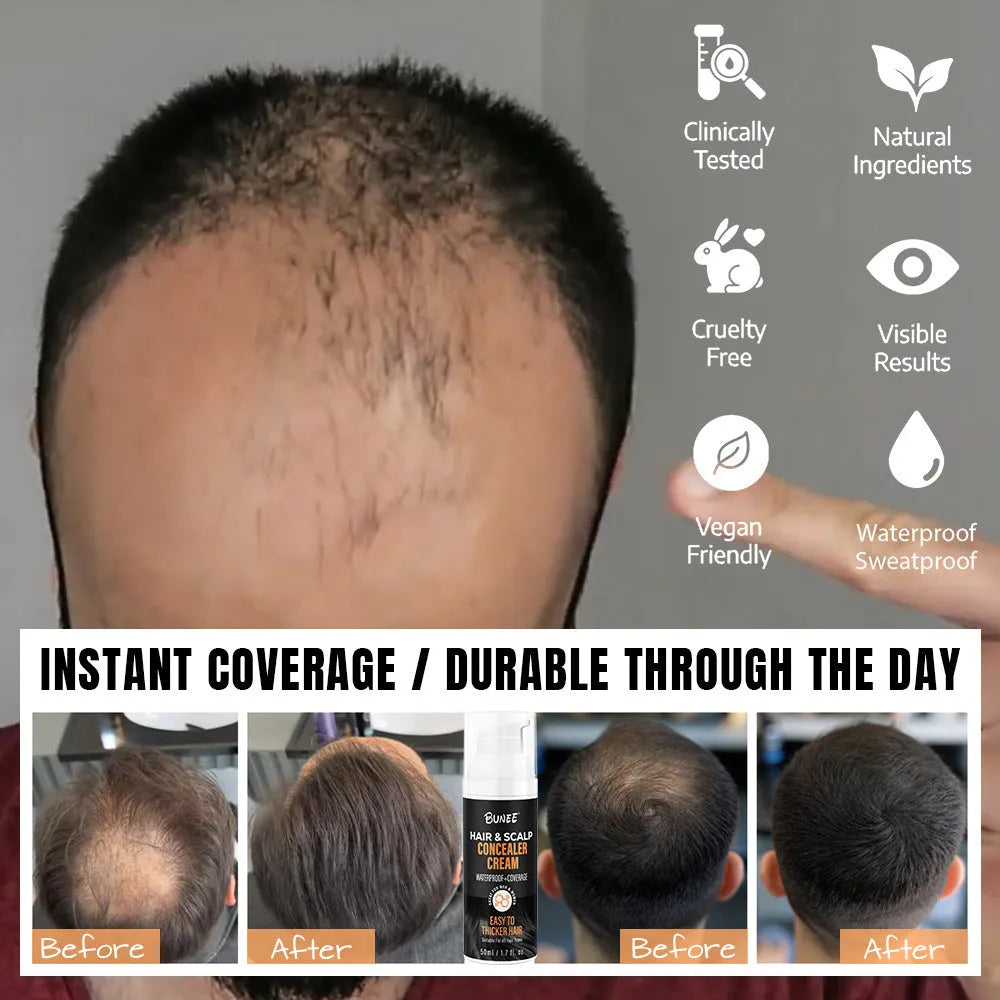 30ml dark brown scalp concealer pomade with applicator brush for hair thinning coverage.