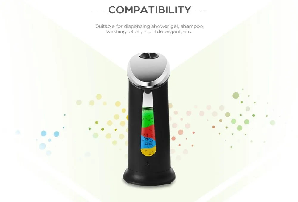 Automatic touchless soap dispenser, 400ml, ABS electroplated, 14.7 x 9 x 21.3cm, black