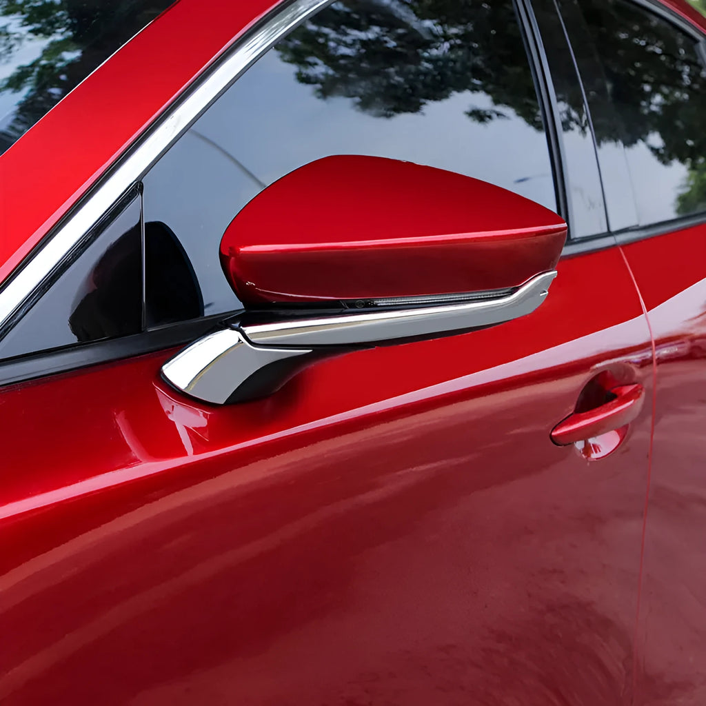 Set of four ABS rearview mirror decorative strips for Mazda 3 Angkesila with carbon fibre texture finish