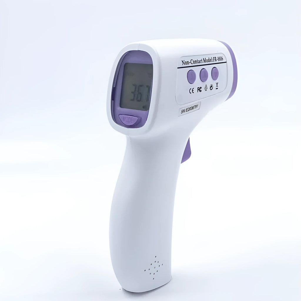 White digital thermometer with infrared sensor for non-contact temperature measurement