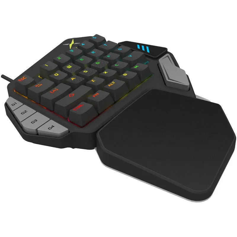 T9X one-handed mechanical gaming keyboard in black with wired USB connection