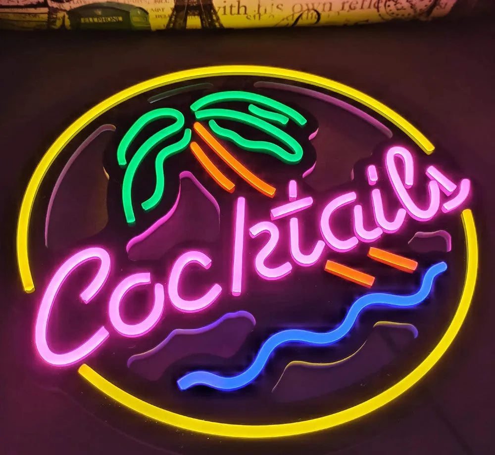 LED coffee neon billboard advertising light with mixed colour illumination for business decoration