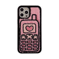 Pink towel embroidered TPU back cover case for iPhone models X through 15.