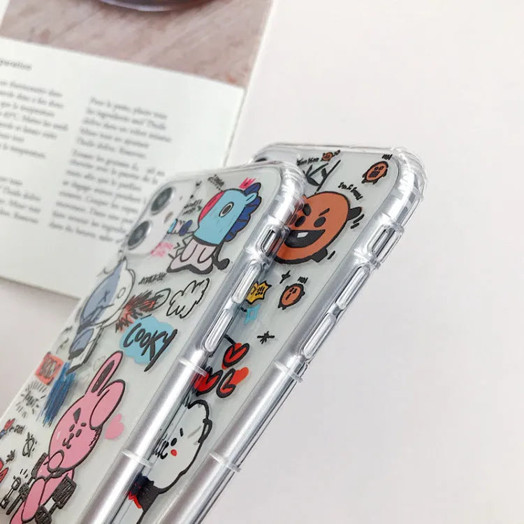 Cartoon dozing blue bear TPU mobile phone case for iPhone with air cushion material back cover