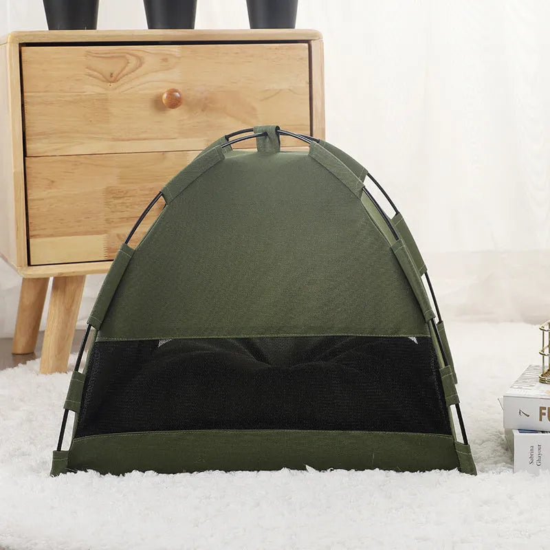 Pet nest with cushion in Military Green set for small dogs and cats portable lightweight