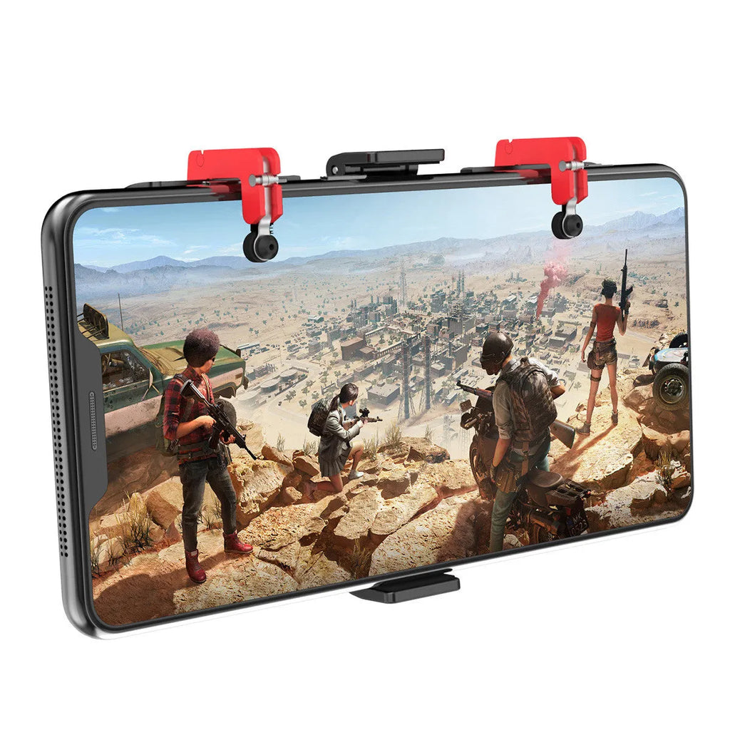 PG-9137 black mobile phone gaming trigger bracket with hidden metal trigger and adjustable telescopic clip