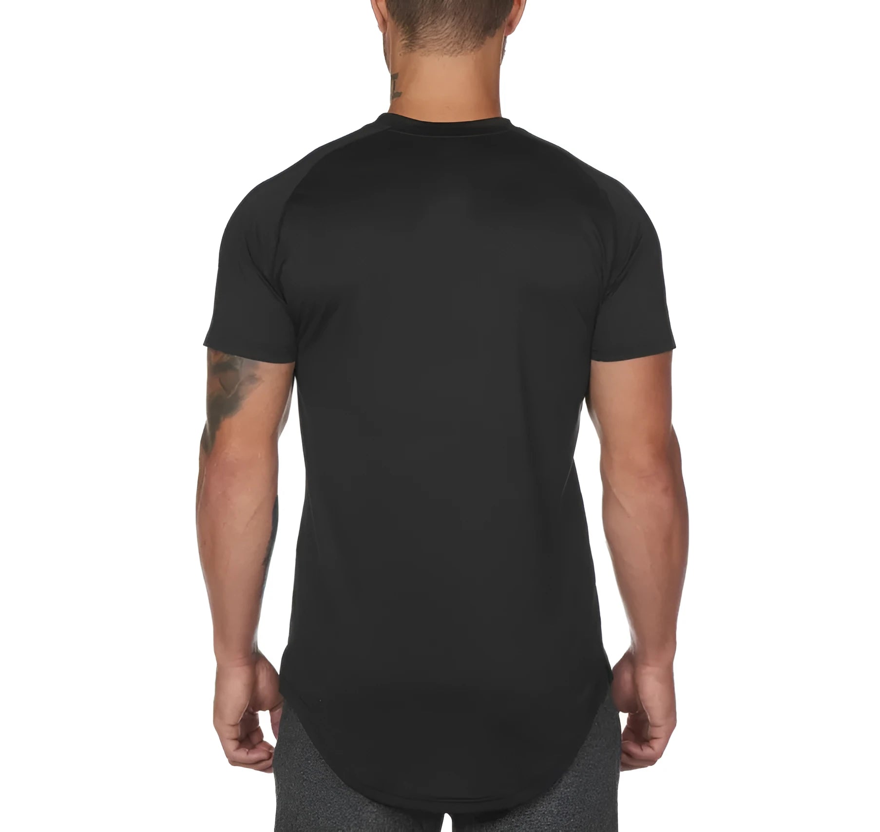 Men's long sleeve gym shirt in cotton-spandex blend with optional printed letter designs