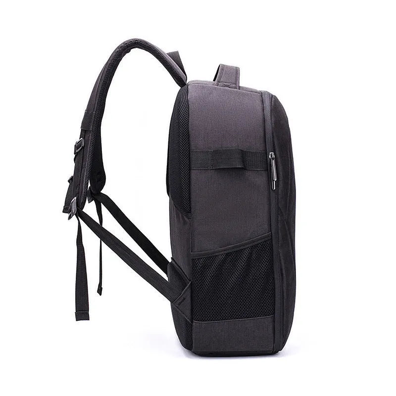 Black waterproof Oxford cloth backpack for unmanned aerial vehicles with multiple internal compartments