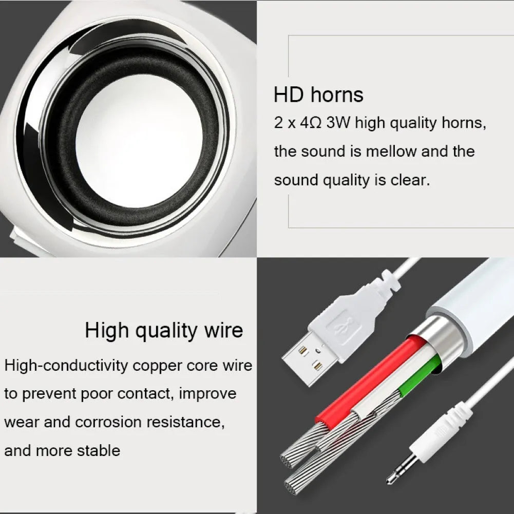 Compact black wired desktop speaker pair with 3.5mm plug measuring 7.2cm