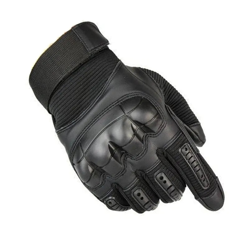 Off-road tactical gloves with rubber knuckles and reinforced palm in black colour