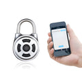 Silver smart padlock with direction button password lock and Bluetooth electronic lock feature