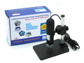 USB microscope camera with 8 LED lights and adjustable illuminator, 1000X magnification, black body