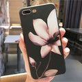 Embossed floral TPU iPhone case back cover in black and white options