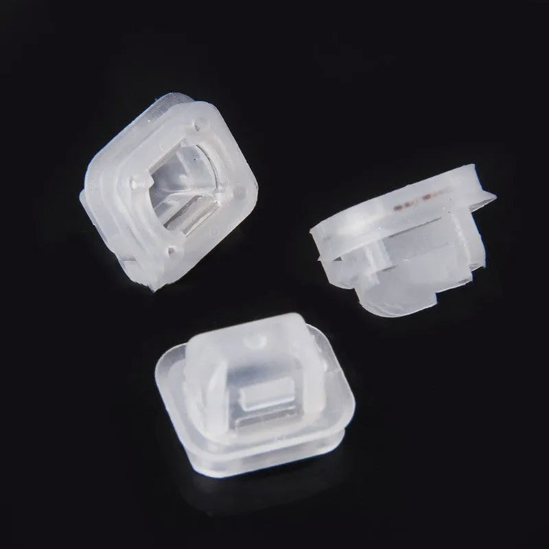 Transparent plastic interior fastener clip for BMW E39 and E38 models showing peach wood design.