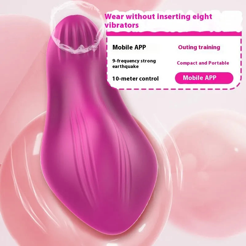 Rose red APP remote control wearable female massager with USB charging port.