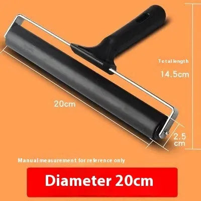 6cm black rubber paint roller brushing tool with metal bracket for smooth even paint coverage