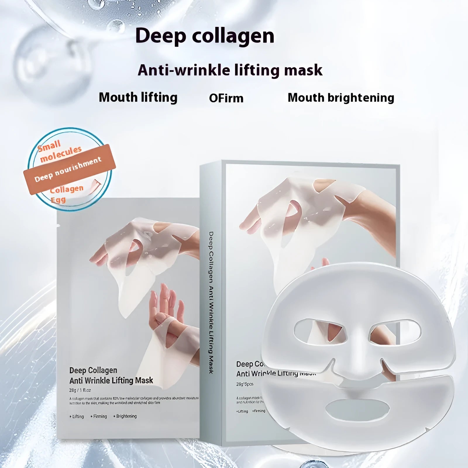 Single piece 28ml collagen anti-wrinkle moisturising facial mask for all skin types