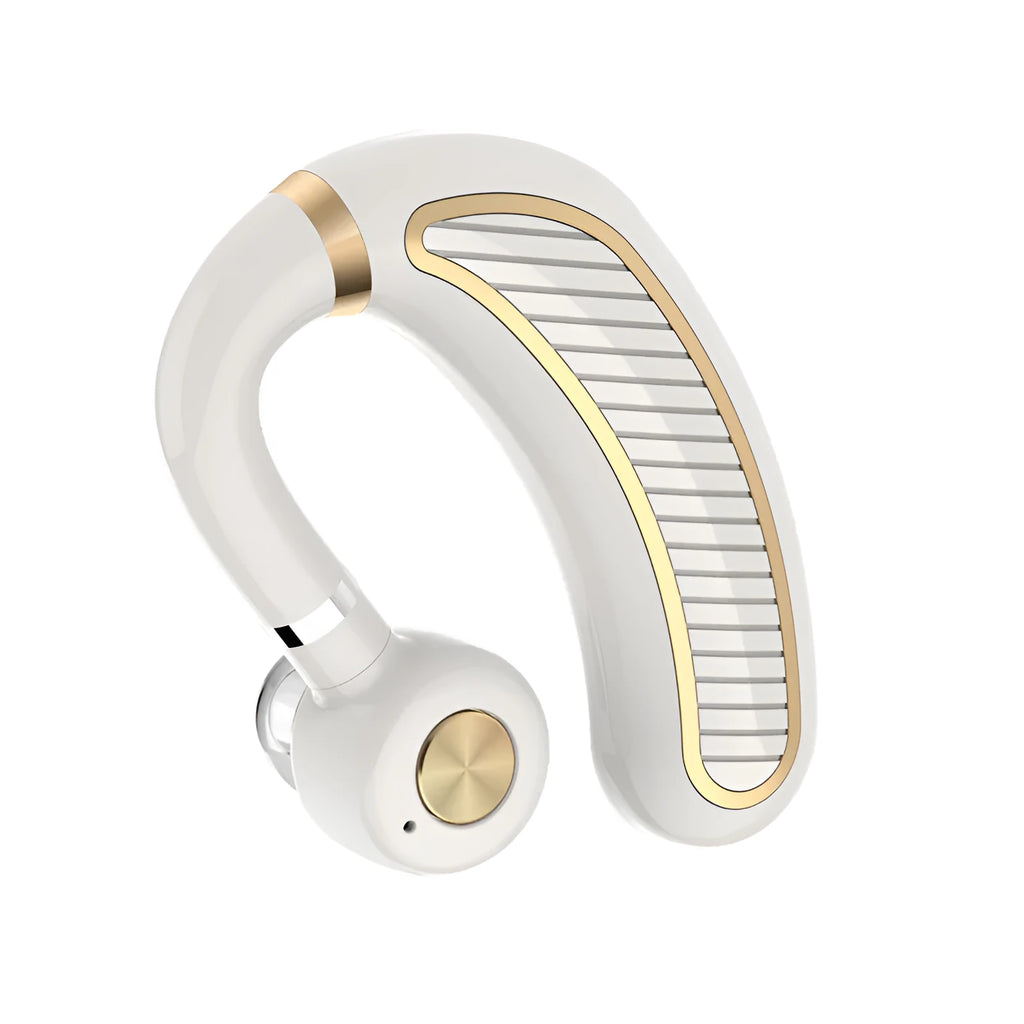 Wireless sweatproof earphones in black gold, black silver, and white gold colour options with IPX4 rating