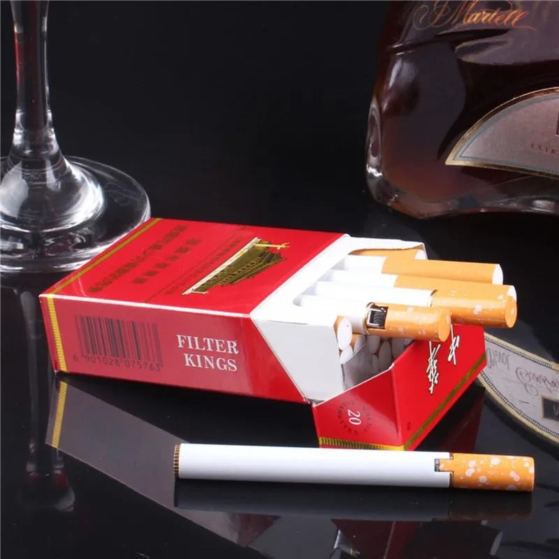 Creative mini metal cigarette shaped lighter in silver, 1 to 1 size with real cigarette