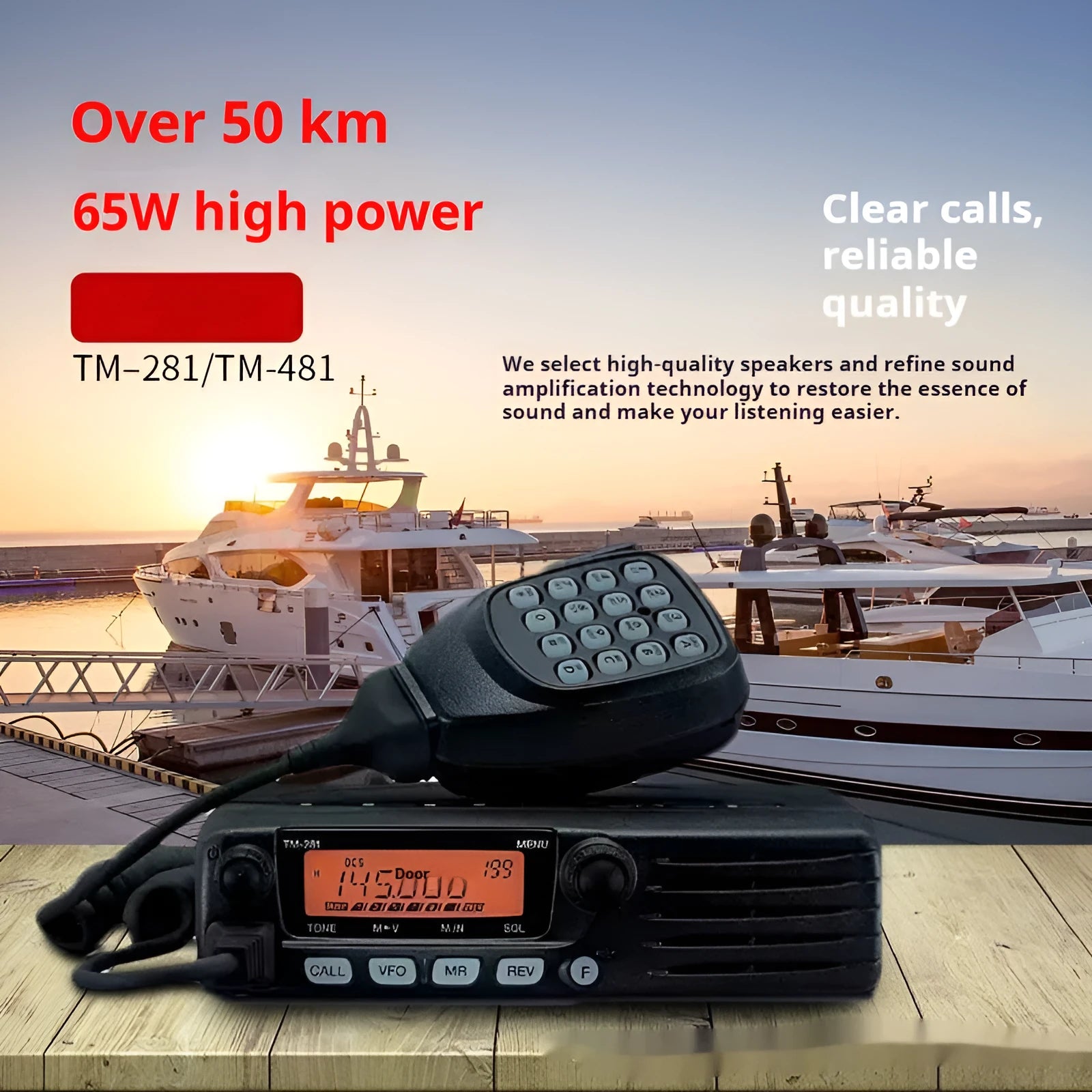 Jianwu TM-481 vehicular transceiver marine VHF radio complete with hand microphone and antenna