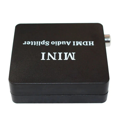 Black audio video splitter with HDMI input and output plus SPDIF and R L audio ports