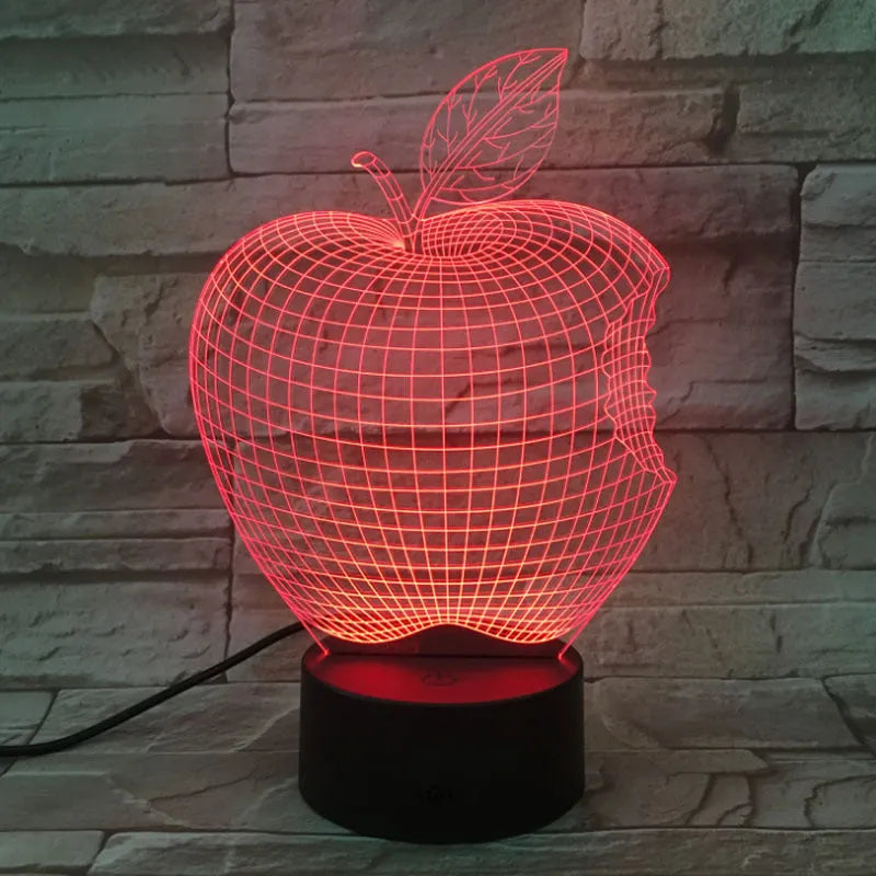 3D fruit colourful night light with touch control and acrylic shade in seven colour options