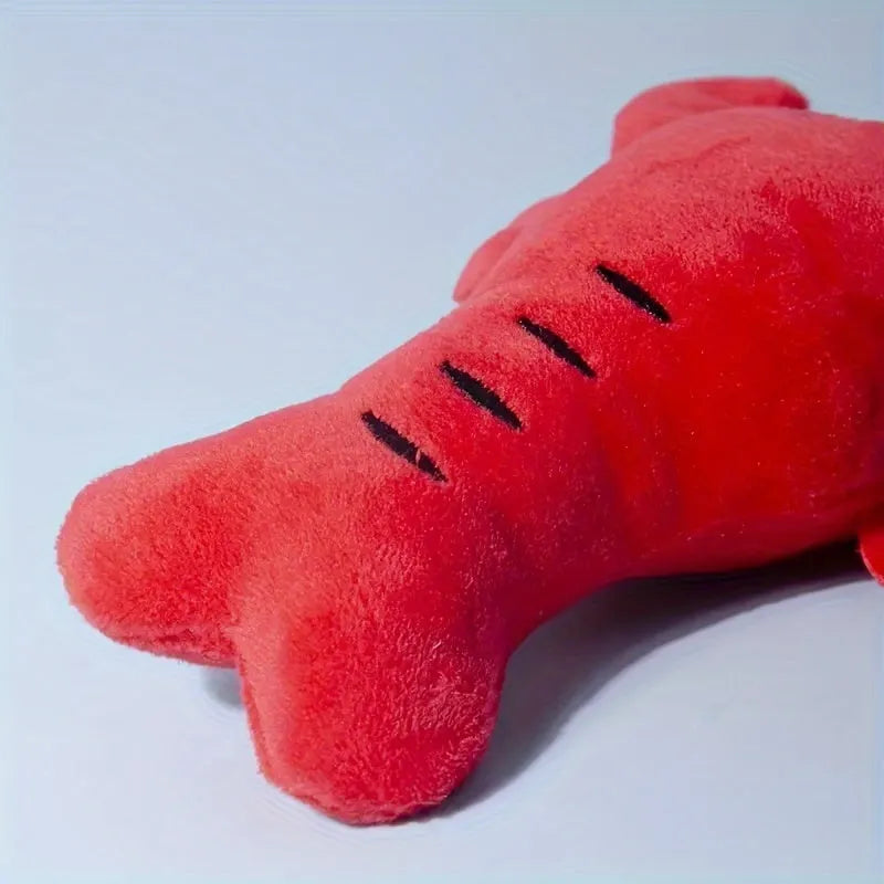 Red crab lobster stuffed dog toy with squeaker for small and medium dogs