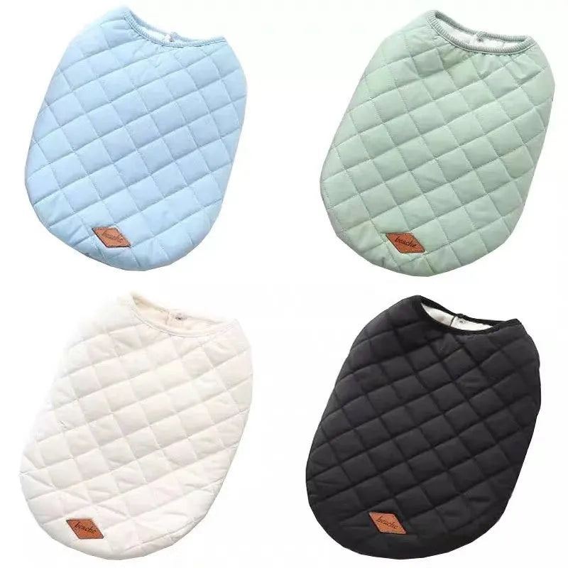 Dog winter cotton vest in sky blue with double-sided coat and soft wool fabric