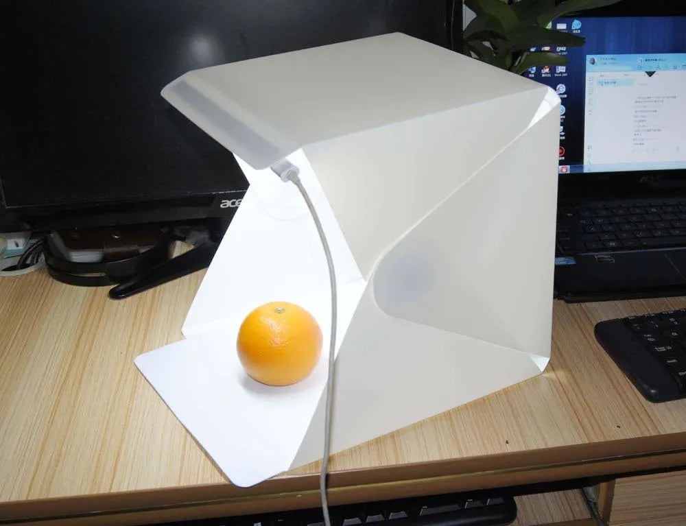 40cm folding LED photography light box with adjustable colour temperature and six coloured backdrop cloths